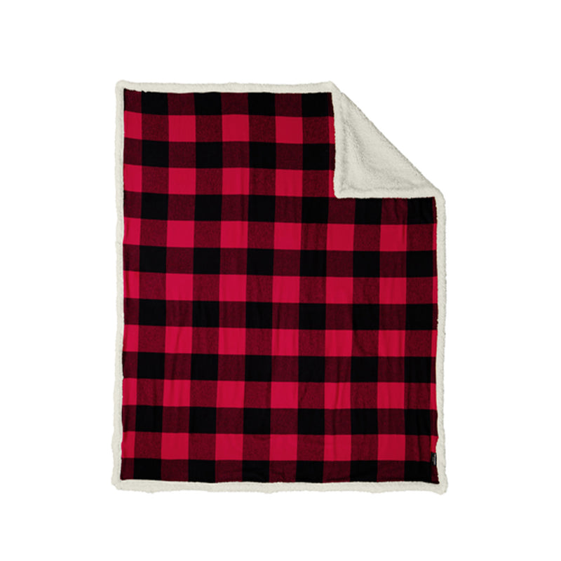 Flannel Sherpa Blanket w/ Leatherette Patch