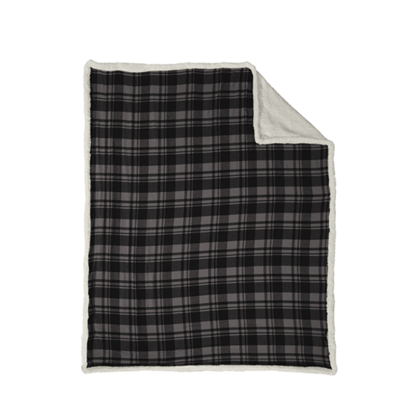 Flannel Sherpa Blanket w/ Leatherette Patch