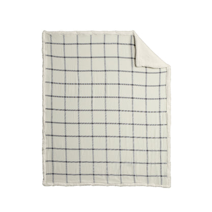 Flannel Sherpa Blanket w/ Leatherette Patch