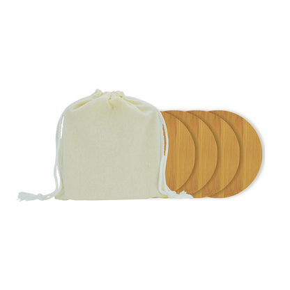 Bamboo Coaster Set w/ Storage Bag - 1 Color