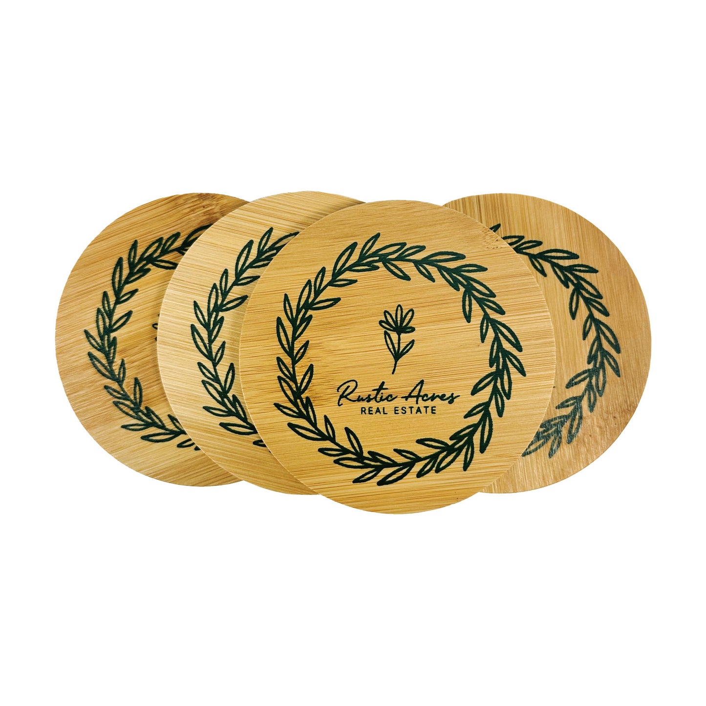 Bamboo Coaster Set w/ Storage Bag - 1 Color