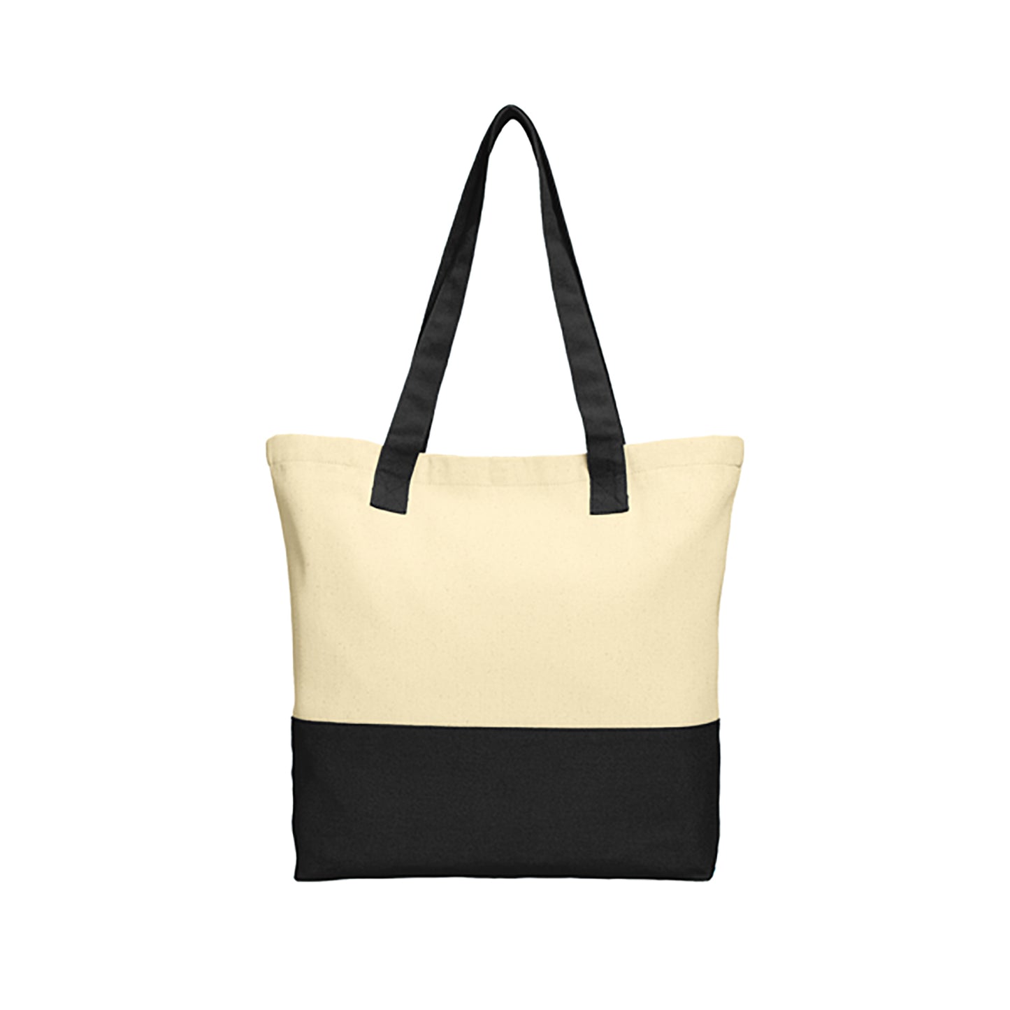 Color-Block Cotton Tote w/ Leatherette Patch